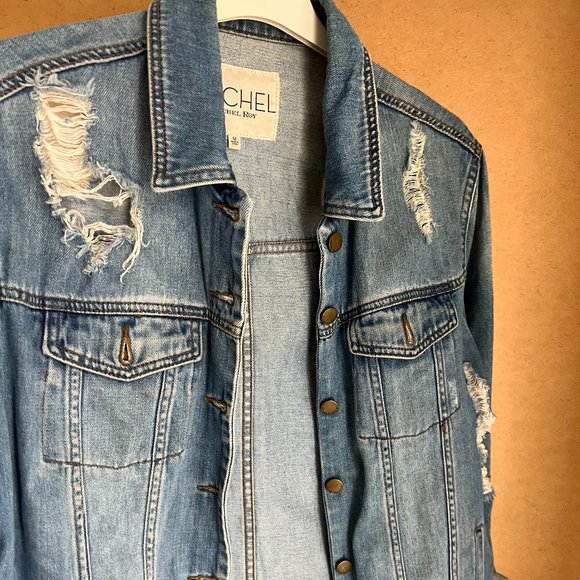 Rachel Roy Distressed Denim Jacket - Picture 6 of 6